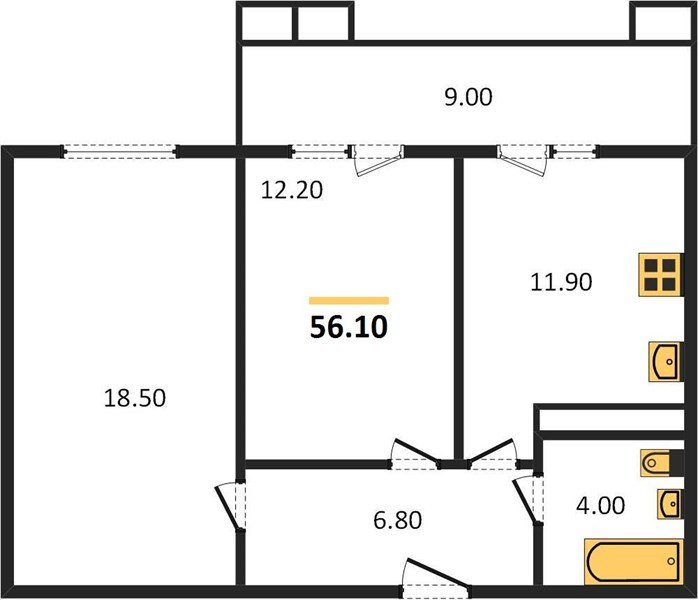 Фото №1: 2-комнатная квартира 58 м² - Краснодар, жилой комплекс Отражение, мкр. Прикубанский внутригородской округ