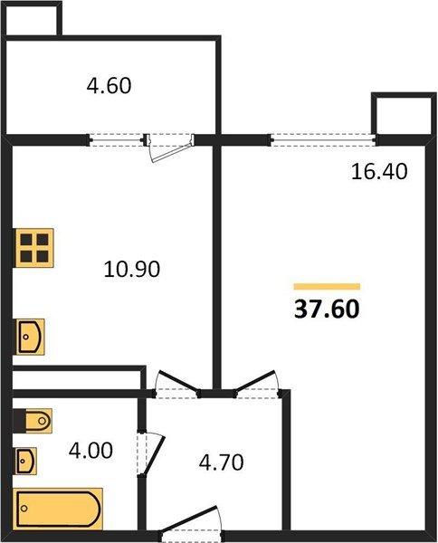 Фото №1: 1-комнатная квартира 38 м² - Краснодар, жилой комплекс Отражение, мкр. Прикубанский внутригородской округ