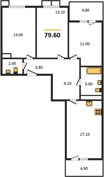 Фото №1: 3-комнатная квартира 81 м² - Краснодар, жилой комплекс Отражение, мкр. Прикубанский внутригородской округ