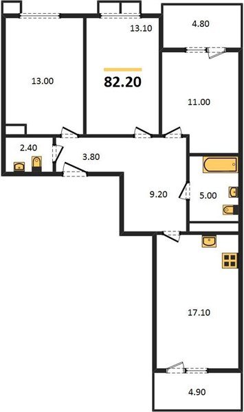 Фото №1: 3-комнатная квартира 82 м² - Краснодар, жилой комплекс Отражение, мкр. Прикубанский внутригородской округ