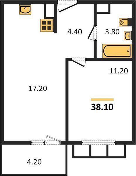 Фото №1: 1-комнатная квартира 39 м² - Краснодар, жилой комплекс Отражение, мкр. Прикубанский внутригородской округ