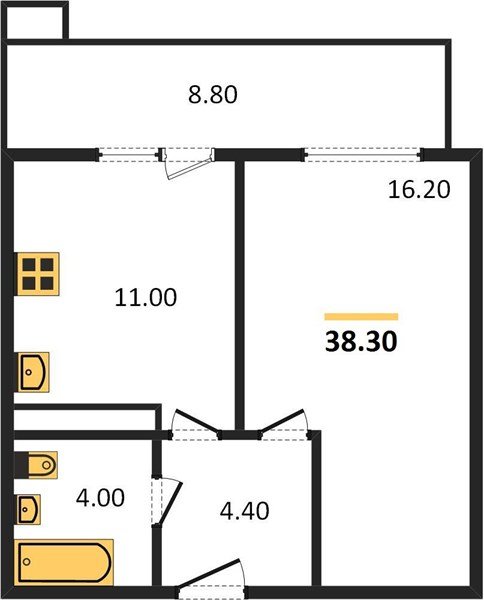 Фото №1: 1-комнатная квартира 39 м² - Краснодар, жилой комплекс Отражение, мкр. Прикубанский внутригородской округ