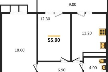 Фото №1: 2-комнатная квартира 57 м² - Краснодар, мкр. Прикубанский внутригородской округ, 