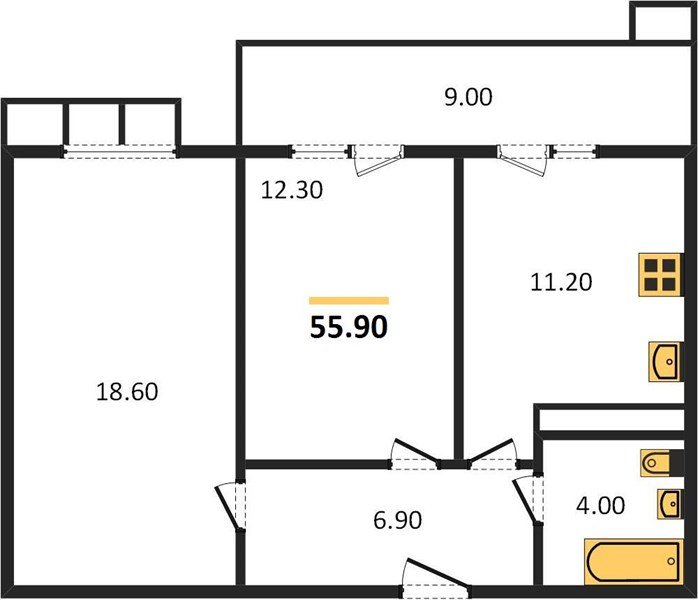 Фото №1: 2-комнатная квартира 57 м² - Краснодар, жилой комплекс Отражение, мкр. Прикубанский внутригородской округ
