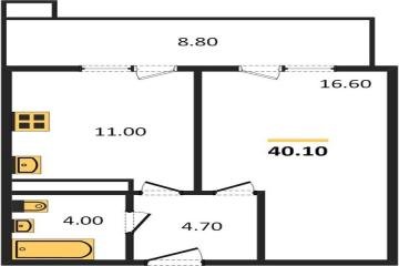 Фото №1: 1-комнатная квартира 40 м² - Краснодар, мкр. Прикубанский внутригородской округ, 