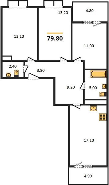 Фото №1: 3-комнатная квартира 82 м² - Краснодар, жилой комплекс Отражение, мкр. Прикубанский внутригородской округ