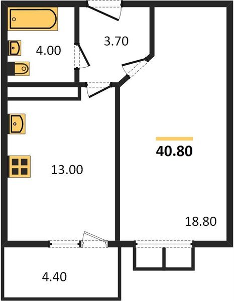 Фото №1: 1-комнатная квартира 42 м² - Краснодар, жилой комплекс Отражение, мкр. Прикубанский внутригородской округ