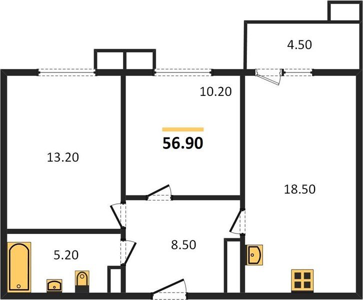 Фото №1: 2-комнатная квартира 58 м² - Краснодар, жилой комплекс Отражение, мкр. Прикубанский внутригородской округ
