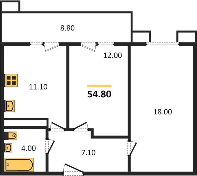 Фото №1: 2-комнатная квартира 56 м² - Краснодар, жилой комплекс Отражение, мкр. Прикубанский внутригородской округ