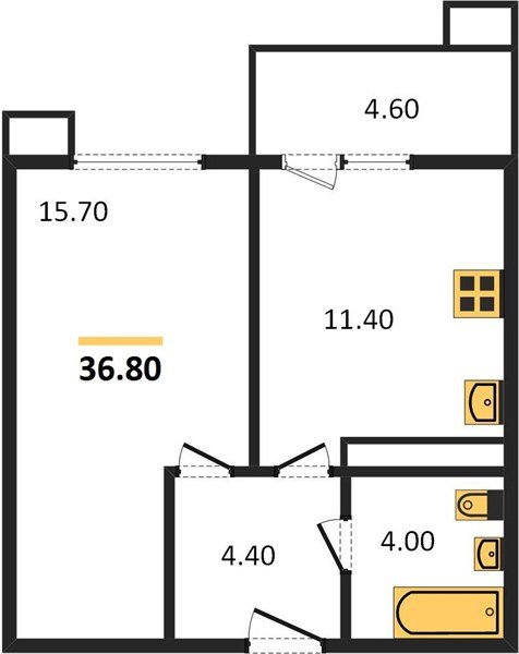 Фото №1: 1-комнатная квартира 38 м² - Краснодар, жилой комплекс Отражение, мкр. Прикубанский внутригородской округ
