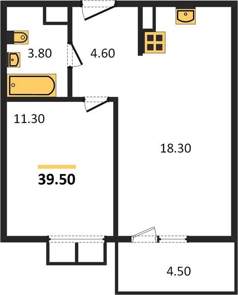Фото №1: 1-комнатная квартира 40 м² - Краснодар, жилой комплекс Отражение, мкр. Прикубанский внутригородской округ