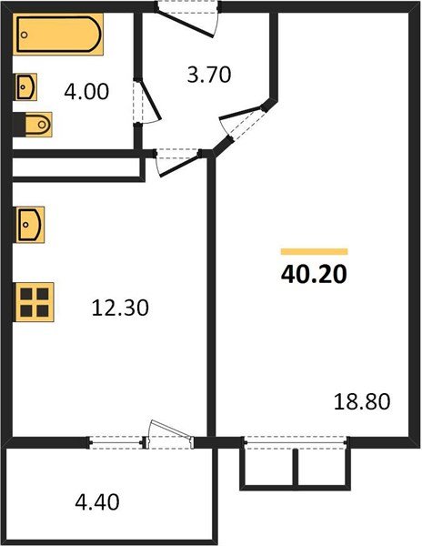 Фото №1: 1-комнатная квартира 41 м² - Краснодар, жилой комплекс Отражение, 