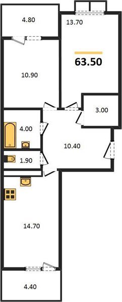 Фото №1: 2-комнатная квартира 65 м² - Краснодар, жилой комплекс Отражение