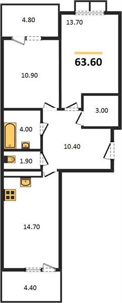Фото №1: 2-комнатная квартира 65 м² - Краснодар, жилой комплекс Отражение, мкр. Прикубанский внутригородской округ
