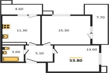 Фото №1: 2-комнатная квартира 53 м² - Краснодар, мкр. Прикубанский внутригородской округ, 