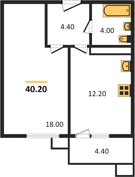 Фото №1: 1-комнатная квартира 41 м² - Краснодар, жилой комплекс Отражение, мкр. Прикубанский внутригородской округ