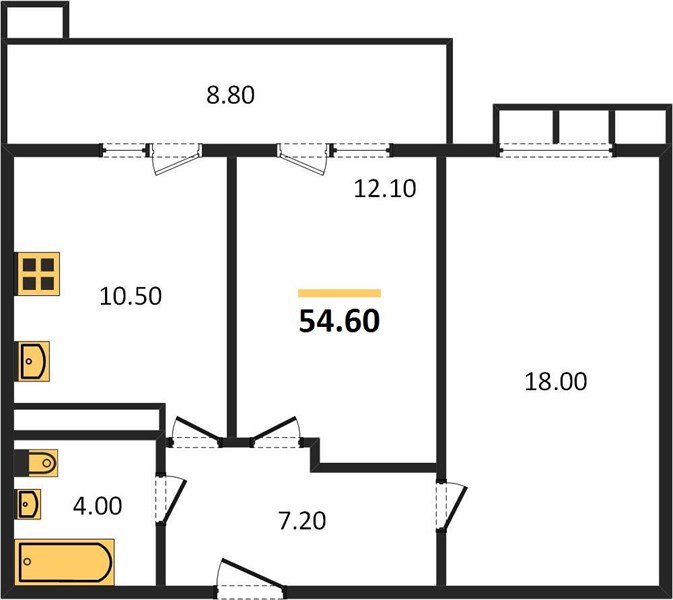 Фото №1: 2-комнатная квартира 55 м² - Краснодар, жилой комплекс Отражение, мкр. Прикубанский внутригородской округ