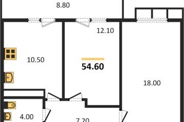 Фото №1: 2-комнатная квартира 55 м² - Краснодар, мкр. жилой комплекс Отражение,