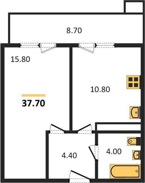 Фото №1: 1-комнатная квартира 38 м² - Краснодар, жилой комплекс Отражение, мкр. Прикубанский внутригородской округ