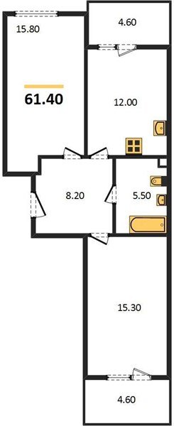 Фото №1: 2-комнатная квартира 63 м² - Краснодар, жилой комплекс Отражение, мкр. Прикубанский внутригородской округ, ул. Конгрессная, 43