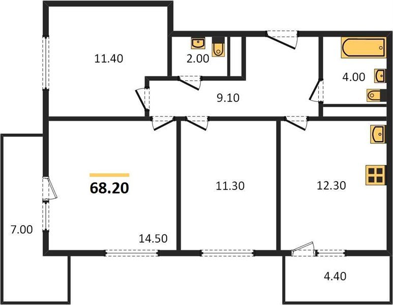Фото №1: 3-комнатная квартира 70 м² - Краснодар, жилой комплекс Отражение, мкр. Прикубанский внутригородской округ, ул. Конгрессная, 43