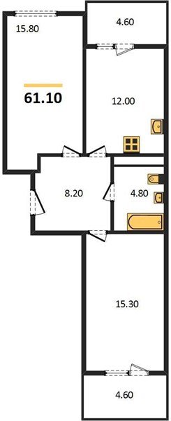 Фото №1: 2-комнатная квартира 62 м² - Краснодар, жилой комплекс Отражение, мкр. Прикубанский внутригородской округ, ул. Конгрессная, 43
