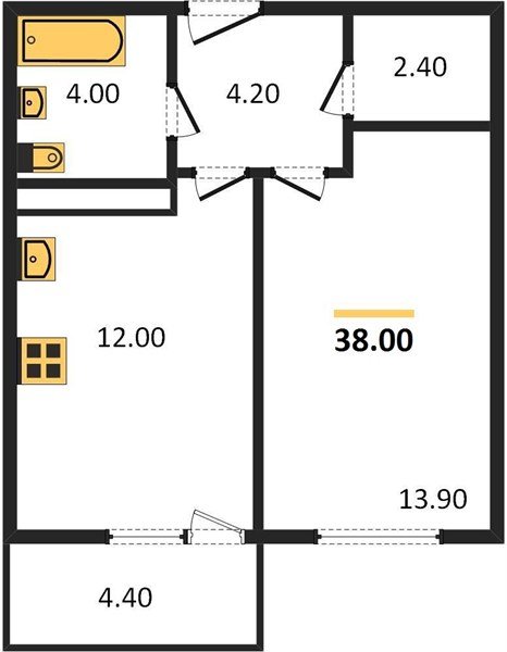 Фото №1: 1-комнатная квартира 39 м² - Краснодар, жилой комплекс Отражение, мкр. Прикубанский внутригородской округ, ул. Конгрессная, 43