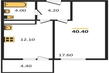 Фото №1: 1-комнатная квартира 40 м² - Краснодар, мкр. Прикубанский внутригородской округ, ул. Конгрессная, 43