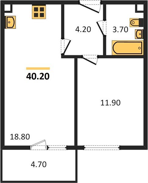 Фото №1: 1-комнатная квартира 41 м² - Краснодар, жилой комплекс Отражение, мкр. Прикубанский внутригородской округ, ул. Конгрессная, 43