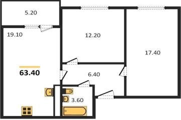 Фото №1: 2-комнатная квартира 63 м² - Краснодар, мкр. Прикубанский внутригородской округ, ул. Конгрессная, 43