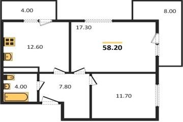 Фото №1: 2-комнатная квартира 58 м² - Краснодар, мкр. Прикубанский внутригородской округ, ул. Конгрессная, 43