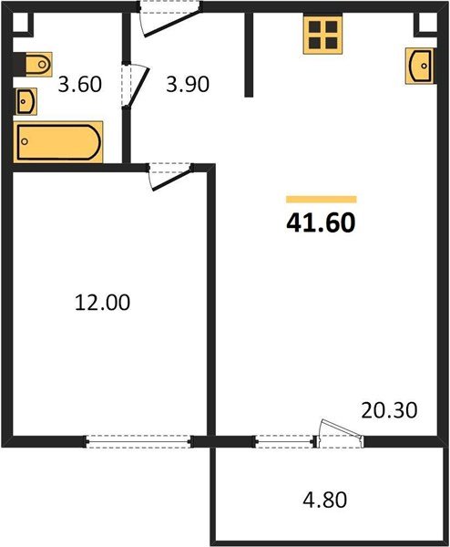 Фото №1: 1-комнатная квартира 42 м² - Краснодар, жилой комплекс Отражение, ул. Конгрессная, 43