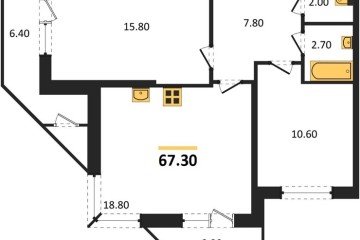 Фото №1: 2-комнатная квартира 67 м² - Краснодар, мкр. Центральный внутригородской округ, ул. Новороссийская, 96