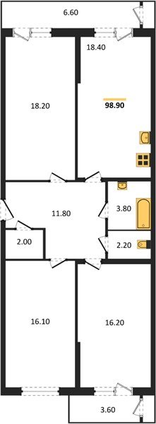Фото №1: 3-комнатная квартира 98 м² - Краснодар, Черёмушки, Карасунский внутригородской округ, мкр. Центральный внутригородской округ, ул. Новороссийская, 96