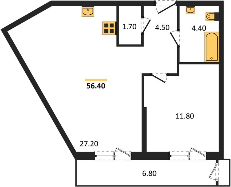 Фото №1: 1-комнатная квартира 56 м² - Краснодар, Черёмушки, Карасунский внутригородской округ, мкр. Центральный внутригородской округ, ул. Новороссийская, 96