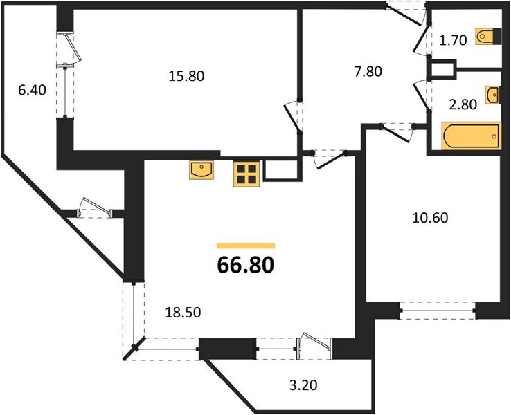 Фото №1: 2-комнатная квартира 66 м² - Краснодар, Черёмушки, Карасунский внутригородской округ, мкр. Центральный внутригородской округ, ул. Новороссийская, 96