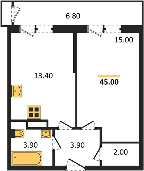 Фото №1: 1-комнатная квартира 45 м² - Краснодар, Черёмушки, Карасунский внутригородской округ, мкр. Центральный внутригородской округ, ул. Новороссийская, 96