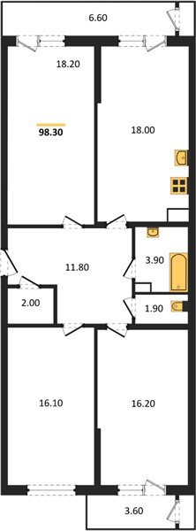 Фото №1: 3-комнатная квартира 98 м² - Краснодар, Черёмушки, Карасунский внутригородской округ, мкр. Центральный внутригородской округ, ул. Новороссийская, 96