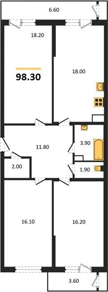 Фото №1: 3-комнатная квартира 98 м² - Краснодар, Черёмушки, Карасунский внутригородской округ, мкр. Центральный внутригородской округ, ул. Новороссийская, 96