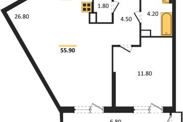 Фото №1: 1-комнатная квартира 55 м² - Краснодар, мкр. Центральный внутригородской округ, ул. Новороссийская, 96