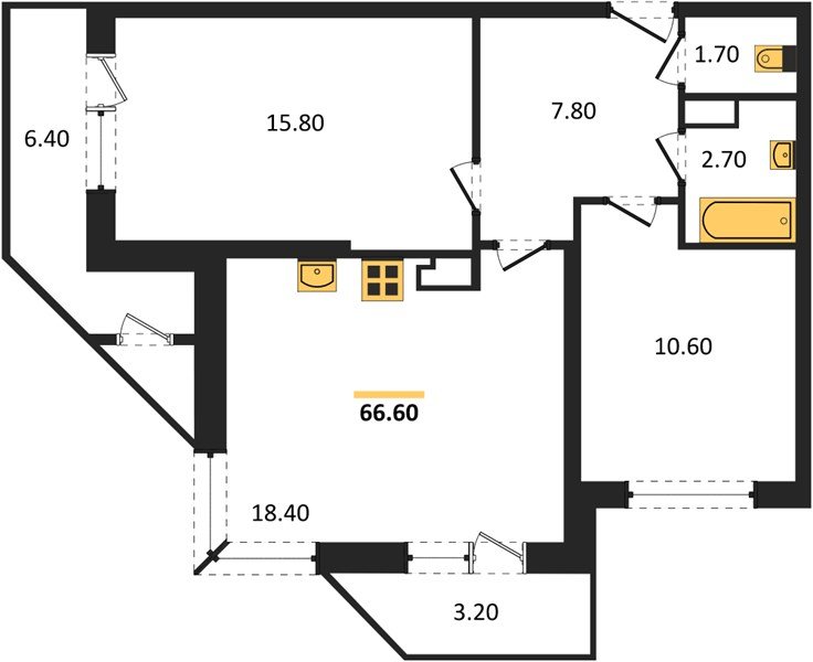 Фото №1: 2-комнатная квартира 66 м² - Краснодар, Черёмушки, Карасунский внутригородской округ, мкр. Центральный внутригородской округ, ул. Новороссийская, 96