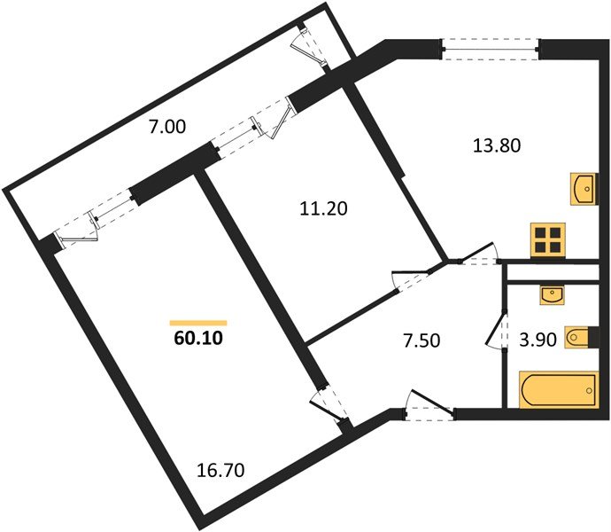 Фото №1: 2-комнатная квартира 60 м² - Краснодар, Черёмушки, Карасунский внутригородской округ, мкр. Центральный внутригородской округ, ул. Новороссийская, 96