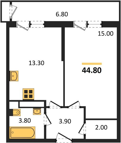 Фото №1: 1-комнатная квартира 44 м² - Краснодар, Черёмушки, Карасунский внутригородской округ, мкр. Центральный внутригородской округ, ул. Новороссийская, 96