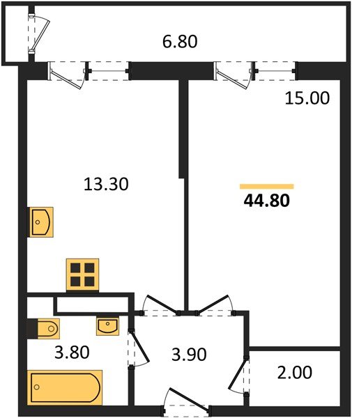 Фото №1: 1-комнатная квартира 44 м² - Краснодар, Черёмушки, Карасунский внутригородской округ, мкр. Центральный внутригородской округ, ул. Новороссийская, 96