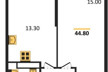 Фото №1: 1-комнатная квартира 44 м² - Краснодар, мкр. Центральный внутригородской округ, ул. Новороссийская, 96
