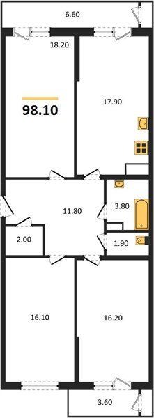 Фото №1: 3-комнатная квартира 98 м² - Краснодар, Черёмушки, Карасунский внутригородской округ, мкр. Центральный внутригородской округ, ул. Новороссийская, 96