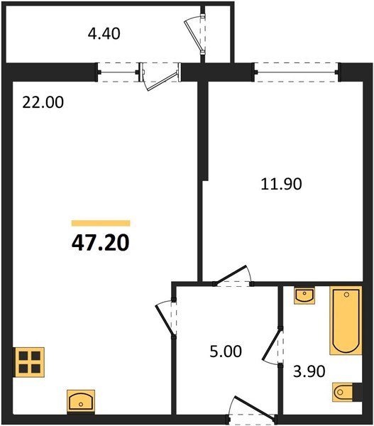 Фото №1: 1-комнатная квартира 47 м² - Краснодар, Черёмушки, Карасунский внутригородской округ, мкр. Центральный внутригородской округ, ул. Новороссийская, 96