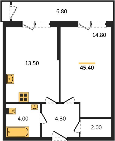 Фото №1: 1-комнатная квартира 45 м² - Краснодар, Черёмушки, Карасунский внутригородской округ, мкр. Центральный внутригородской округ, ул. Новороссийская, 96