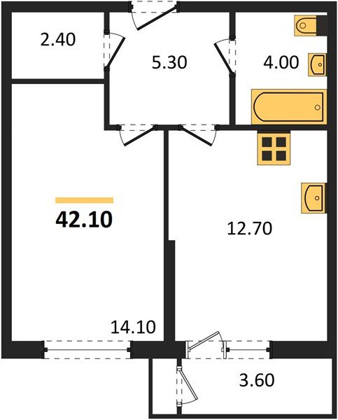 Фото №1: 1-комнатная квартира 42 м² - Краснодар, Черёмушки, Карасунский внутригородской округ, мкр. Центральный внутригородской округ, ул. Новороссийская, 96