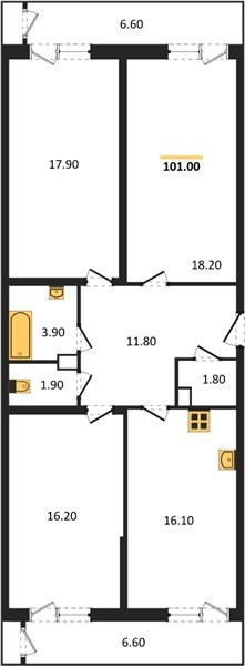 Фото №1: 3-комнатная квартира 101 м² - Краснодар, Черёмушки, Карасунский внутригородской округ, мкр. Центральный внутригородской округ, ул. Новороссийская, 96